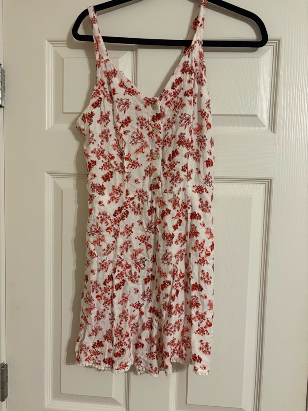 White & Red Floral Romper